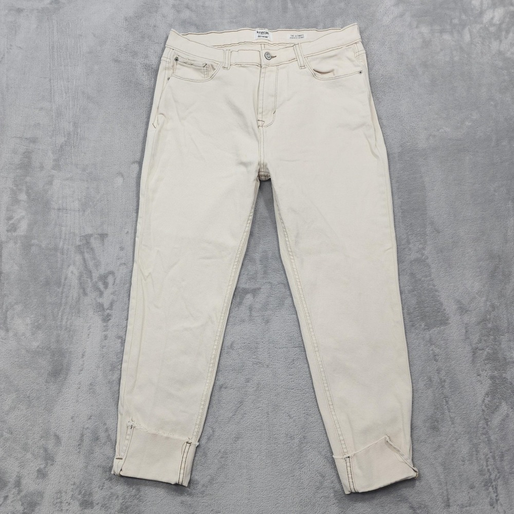 Kensie Jeans Womens 12/31 Beige Ultimate High Rise Skinny Crop Cuffed Stretch